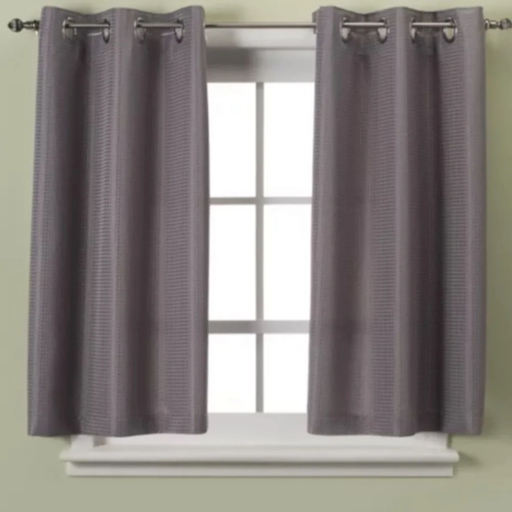 NWT Hookless Sure Fit Waffle Curtain in Black Waffle